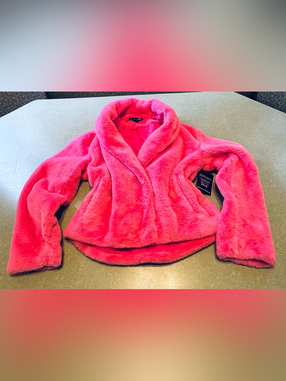 NWT Boston Proper Hot Pink Faux Fur Plush Jacket Size M